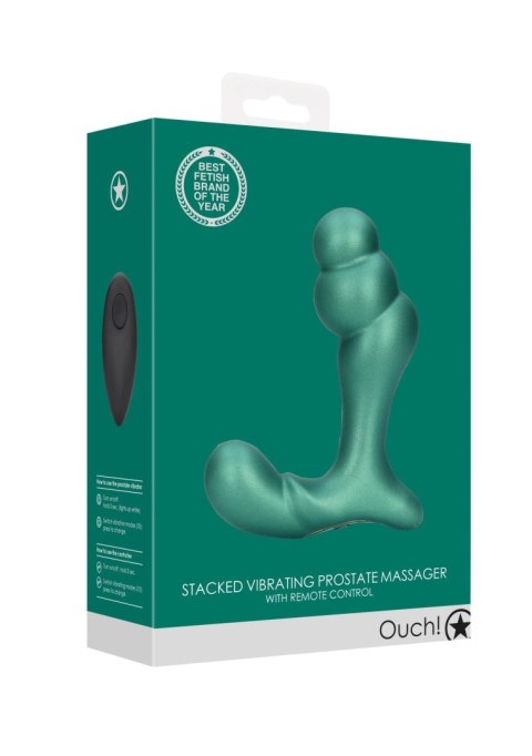 Stacked Vibrating Prostate Massager with Remote Control - Metallic Green