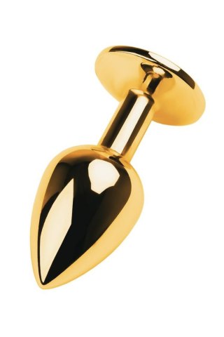 Gold anal plug TOYFA Metal with pink round-shaped gem