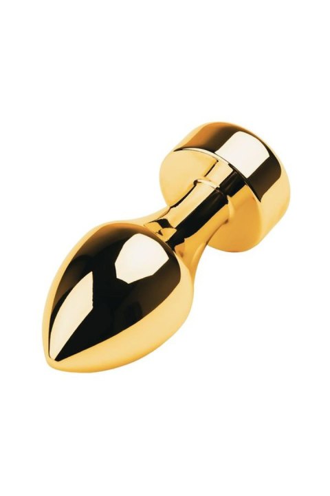 Gold anal plug TOYFA Metal with white round-shaped gem , length 7 cm, diameter 2-3,5 cm, weight 140 gr