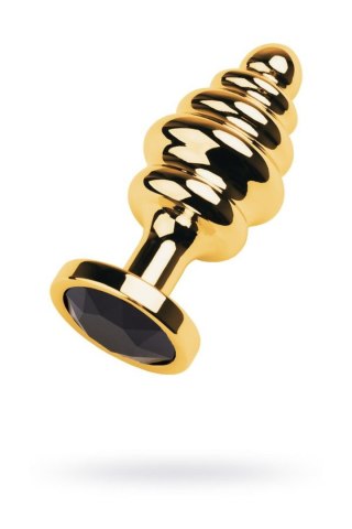 Golden anal plug with black gem