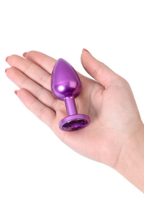 Purple anal plug TOYFA Metal,with a amethyst colored gem