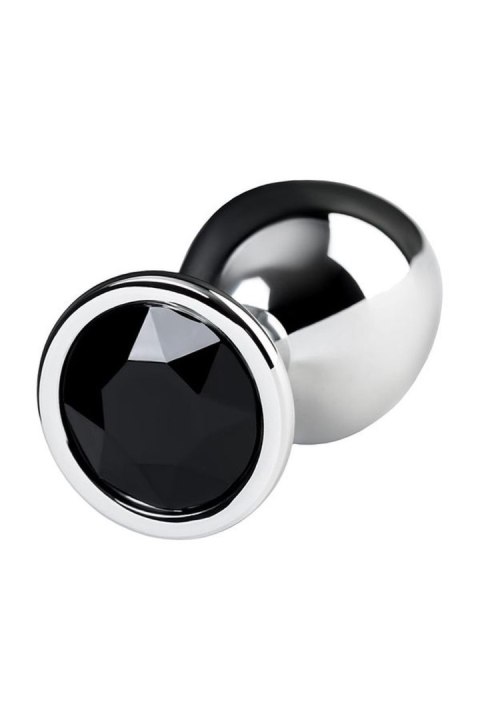 Silver anal plug TOYFA Metal with black round-shaped gem