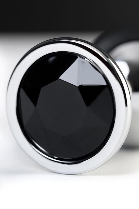 Silver anal plug TOYFA Metal with black round-shaped gem