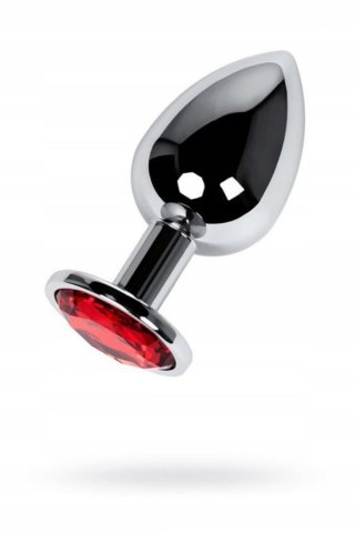 Silver anal plug TOYFA Metal with red round-shaped gem,