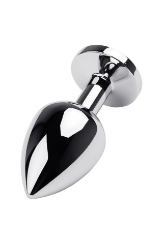 Silver anal plug with gem, red