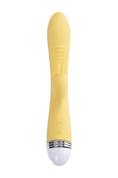 Vibrator with clitoral stimulator Flovetta by Toyfa Aster, silicone, yellow, 22 cm