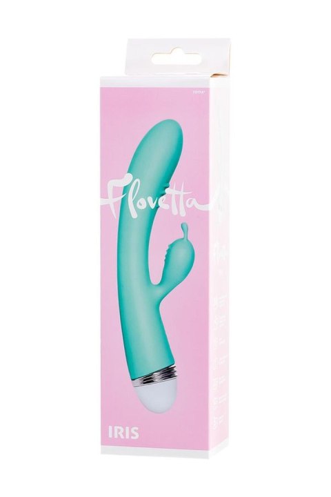 Vibrator with clitoral stimulator Flovetta by Toyfa Iris, silicone, mint, 22 cm