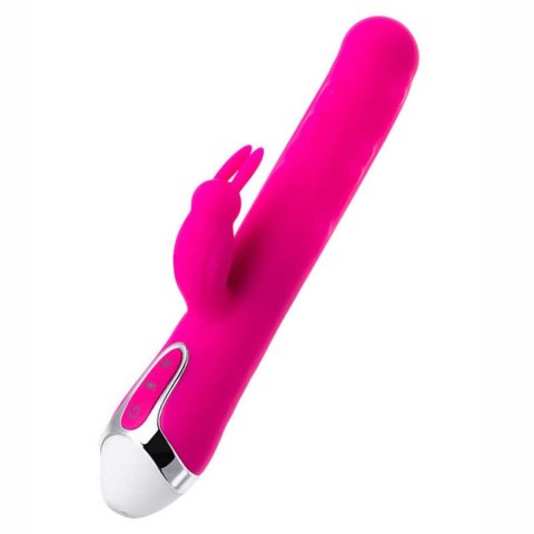 JOS BALLE, Vibrator with clitoral stimulator with moving balls, silicone, pink, 23 cm