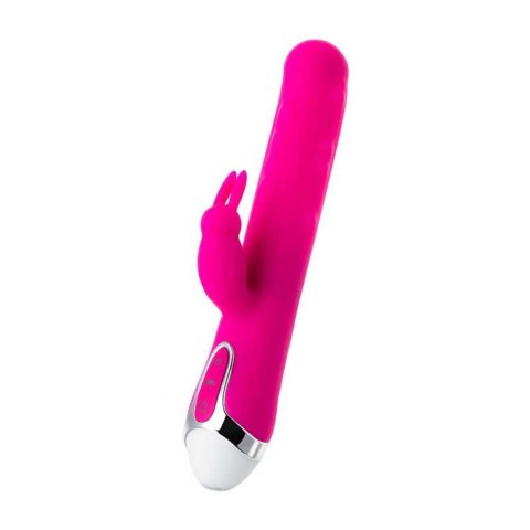 JOS BALLE, Vibrator with clitoral stimulator with moving balls, silicone, pink, 23 cm