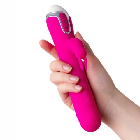 JOS BALLE, Vibrator with clitoral stimulator with moving balls, silicone, pink, 23 cm