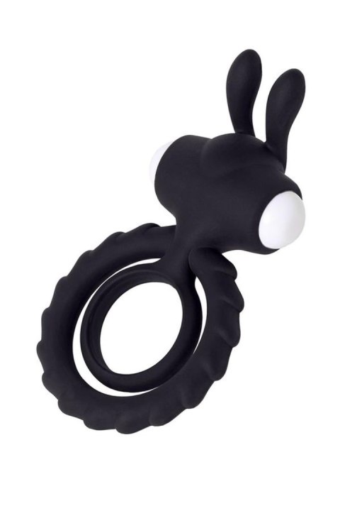 JOS GOOD BUNNY, Penis vibrating ring, silicone, black, 9cm