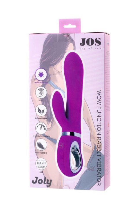 JOS JOLY, Vibrator with clitoral stimulator with WOW mode, silicone, fuchsia, 19.6 cm