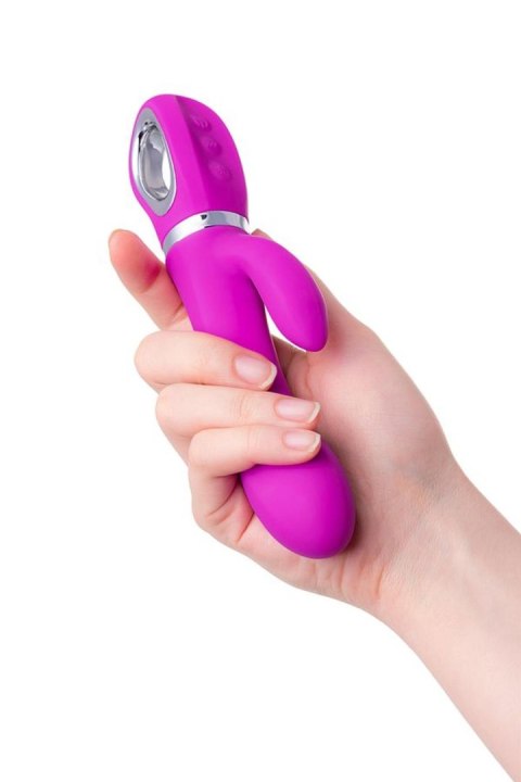 JOS JOLY, Vibrator with clitoral stimulator with WOW mode, silicone, fuchsia, 19.6 cm