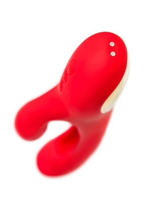 JOS Vibrator with clitoral stimulator Patti with moving tongue, silicone, red, 24 cm