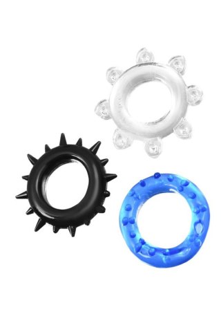 A-TOYS, Cockrings set, 3 pcs.Mix color, TPE, O 3 cm