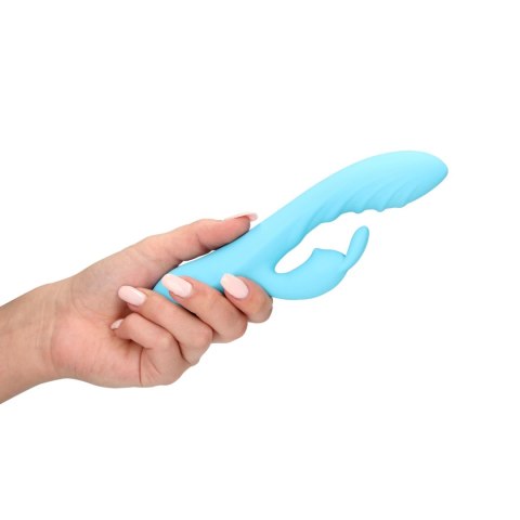 Ribbed Ultra Soft Silicone Rabbit Vibrator - Glacial Blue