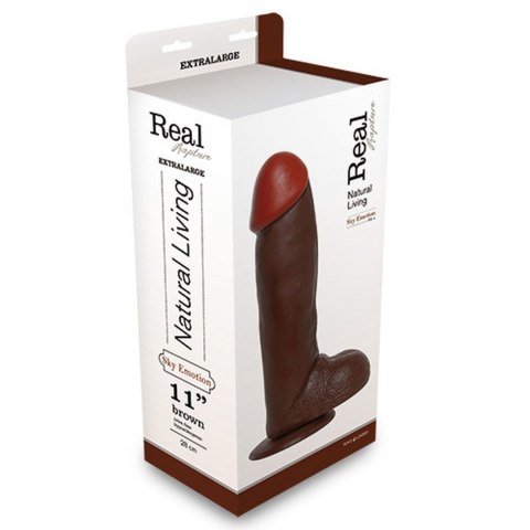 REALISTIC DILDO REAL RAPTURE BROWN 11" - Duże dildo na przyssawce