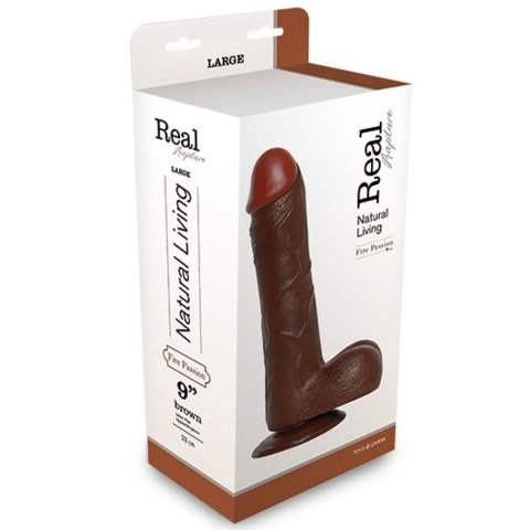 REALISTIC DILDO REAL RAPTURE BROWN 9"- Realistyczne dildo na przyssawce