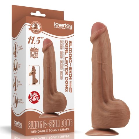 11.5'' King Sized Sliding Skin Dual Layer Dong Brown - Realistyczne dildo na przyssawce