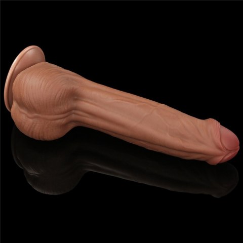 11.5'' King Sized Sliding Skin Dual Layer Dong Brown - Realistyczne dildo na przyssawce