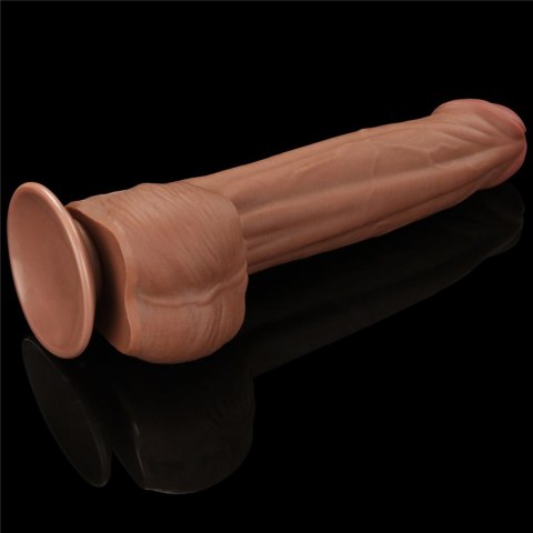 11.5'' King Sized Sliding Skin Dual Layer Dong Brown - Realistyczne dildo na przyssawce