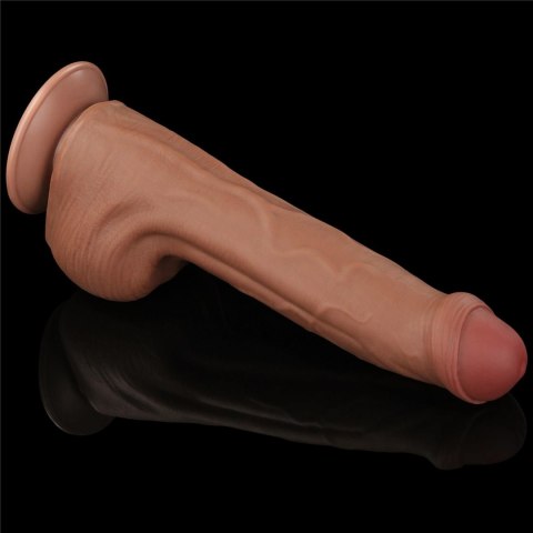 11.5'' King Sized Sliding Skin Dual Layer Dong Brown - Realistyczne dildo na przyssawce