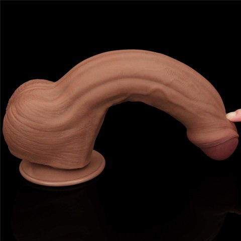 11.5'' King Sized Sliding Skin Dual Layer Dong Brown - Realistyczne dildo na przyssawce