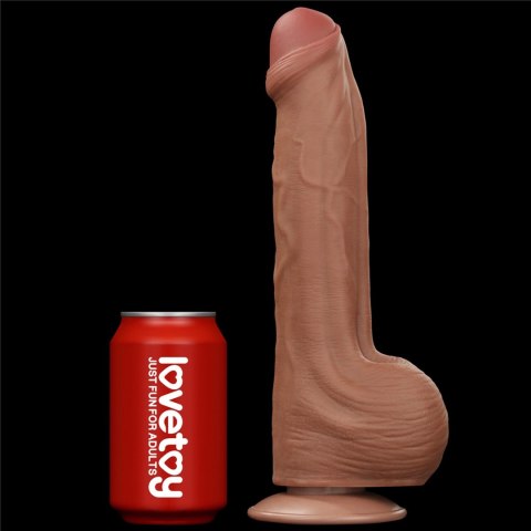 11.5'' King Sized Sliding Skin Dual Layer Dong Brown - Realistyczne dildo na przyssawce