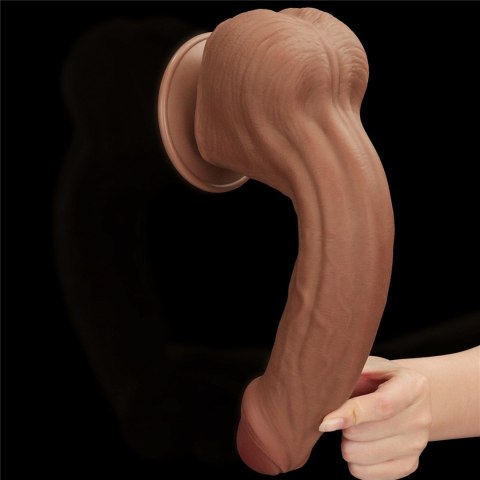 11.5'' King Sized Sliding Skin Dual Layer Dong Brown - Realistyczne dildo na przyssawce