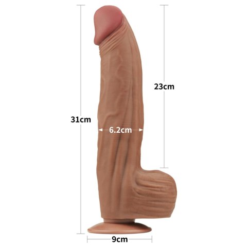 12'' King Sized Sliding Skin Dual Layer Dong Brown - Realistyczne dildo na przyssawce