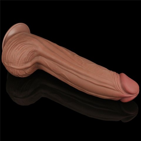 12'' King Sized Sliding Skin Dual Layer Dong Brown - Realistyczne dildo na przyssawce