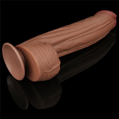 12'' King Sized Sliding Skin Dual Layer Dong Brown - Realistyczne dildo na przyssawce