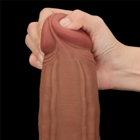 12'' King Sized Sliding Skin Dual Layer Dong Brown - Realistyczne dildo na przyssawce