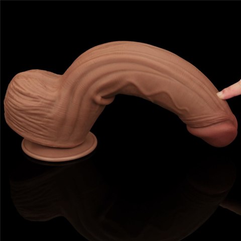 12'' King Sized Sliding Skin Dual Layer Dong Brown - Realistyczne dildo na przyssawce