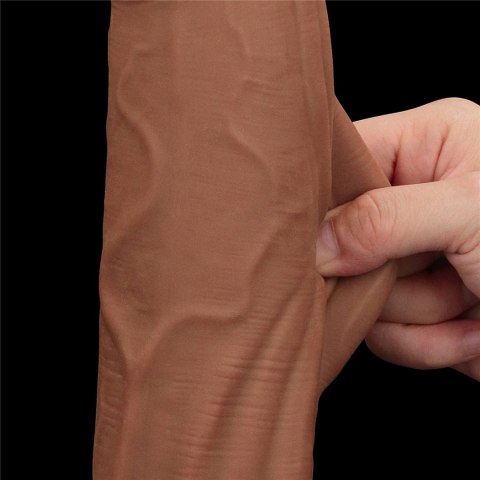 12'' King Sized Sliding Skin Dual Layer Dong Brown - Realistyczne dildo na przyssawce