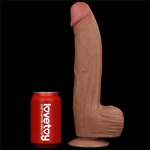 12'' King Sized Sliding Skin Dual Layer Dong Brown - Realistyczne dildo na przyssawce