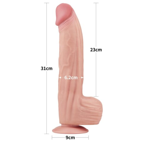 12'' King Sized Sliding Skin Dual Layer Dong - Realistyczne dildo na przyssawce