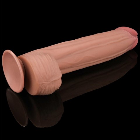 12'' King Sized Sliding Skin Dual Layer Dong - Realistyczne dildo na przyssawce