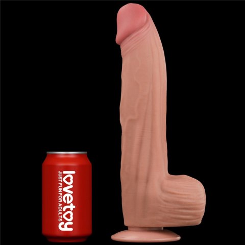 12'' King Sized Sliding Skin Dual Layer Dong - Realistyczne dildo na przyssawce