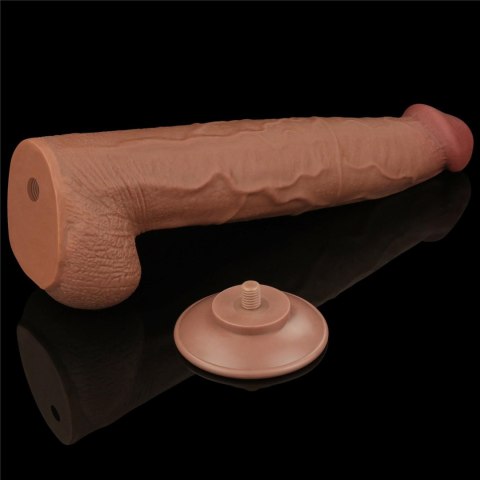 13.5'' King Sized Sliding Skin Dual Layer Dong Brown - Duże dildo na przyssawce