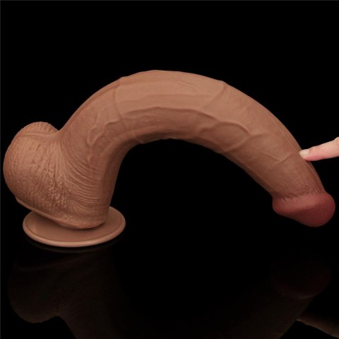 13.5'' King Sized Sliding Skin Dual Layer Dong Brown - Duże dildo na przyssawce