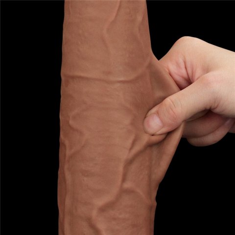 13.5'' King Sized Sliding Skin Dual Layer Dong Brown - Duże dildo na przyssawce