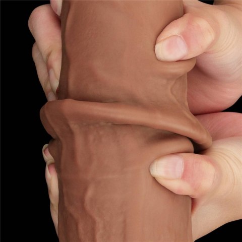 13.5'' King Sized Sliding Skin Dual Layer Dong Brown - Duże dildo na przyssawce