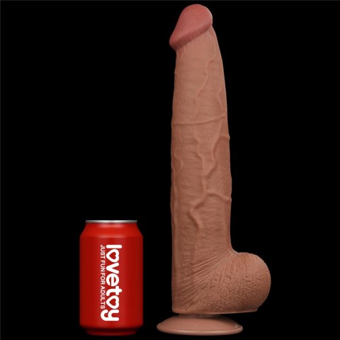 13.5'' King Sized Sliding Skin Dual Layer Dong Brown - Duże dildo na przyssawce