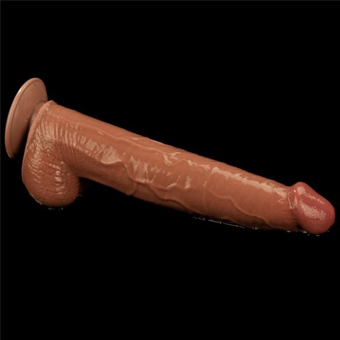 13.5'' King Sized Sliding Skin Dual Layer Dong Brown - Duże dildo na przyssawce