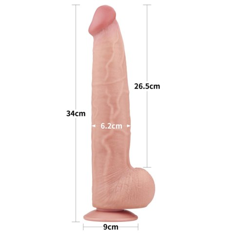 13.5'' King Sized Sliding Skin Dual Layer Dong - Duże dildo na przyssawce