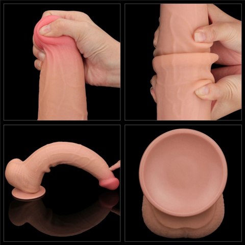 13.5'' King Sized Sliding Skin Dual Layer Dong - Duże dildo na przyssawce