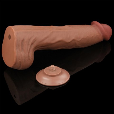 14'' King Sized Sliding Skin Dual Layer Dong Brown - Duże dildo na przyssawce