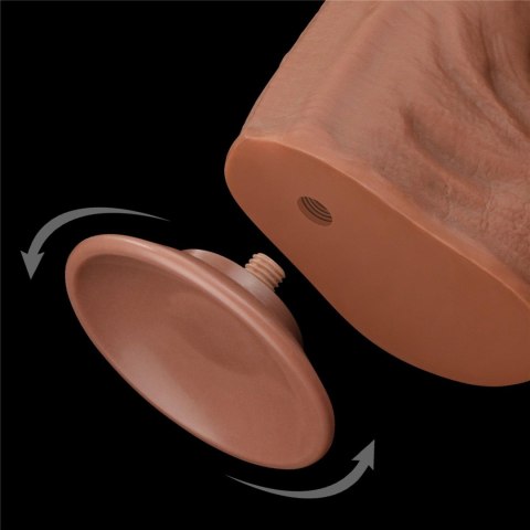 14'' King Sized Sliding Skin Dual Layer Dong Brown - Duże dildo na przyssawce