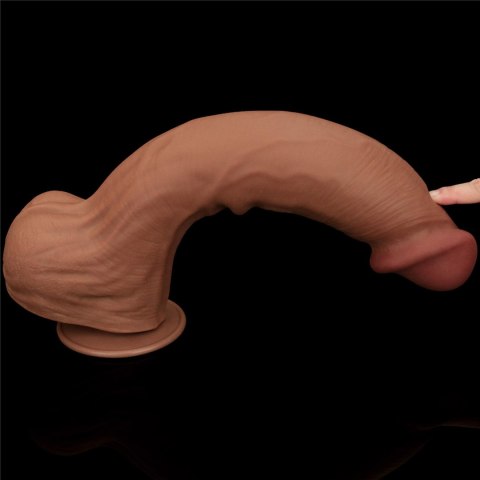 14'' King Sized Sliding Skin Dual Layer Dong Brown - Duże dildo na przyssawce